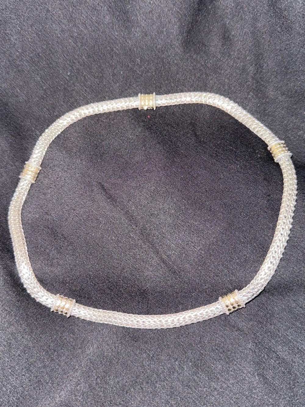 John Hardy 18” 5 station dot necklace, sterling silver and 18k gold